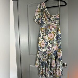 Astr Santorini one shoulder midi dress